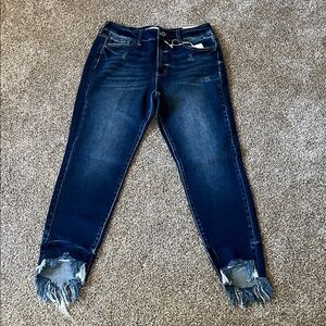 KanCan Dark Blue Distressed Ankle Jeans